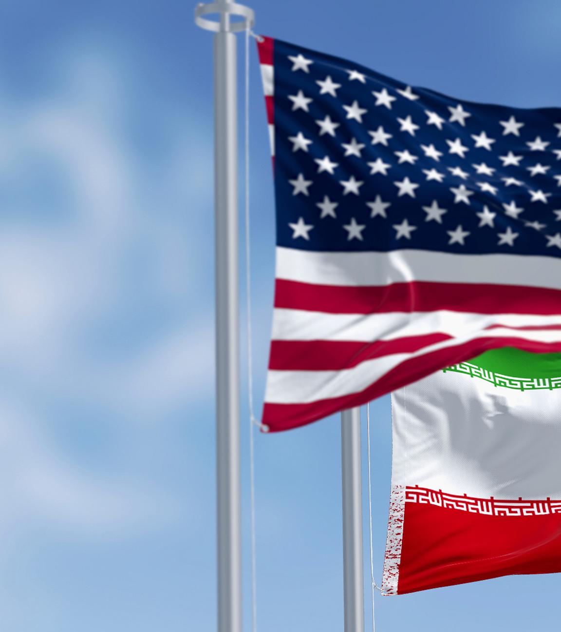 Illustration: Flaggen von USA und Iran