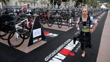 Die deustche Triathletin Anne Haug in Aktion bei der Ironman-WM der Frauen in Nizza.