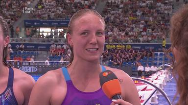 Schwimmerin Isabel Gose im Interview mit dem ZDF nach dem Gewinn der Silbermedaille.