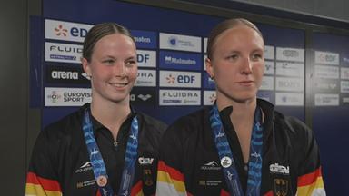 Isabel Gose und Maya Werner im ZDF Interview nach dem Rennen über 1500 Meter Freistil