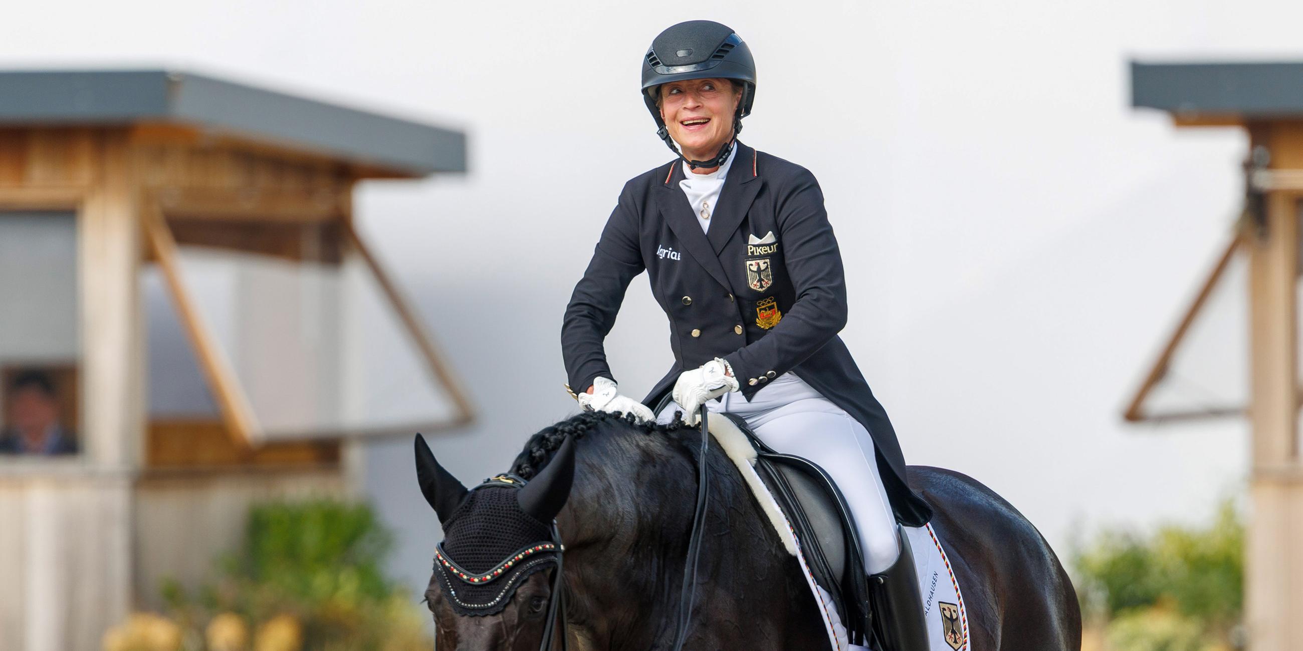 28.08.2025, Crozet, Frankreich: Isabell Werth auf Wendy de Fontaine während ihrer Dressurprüfung im Grand Prix bei der Team-Entscheidung der Europameisterschaft.