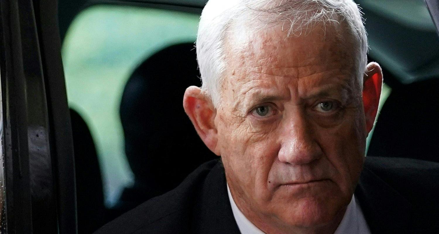 Der dem israelischen Kriegskabinett angehörende Minister Benny Gantz vor dem US-Außenministerium in Washington DC.