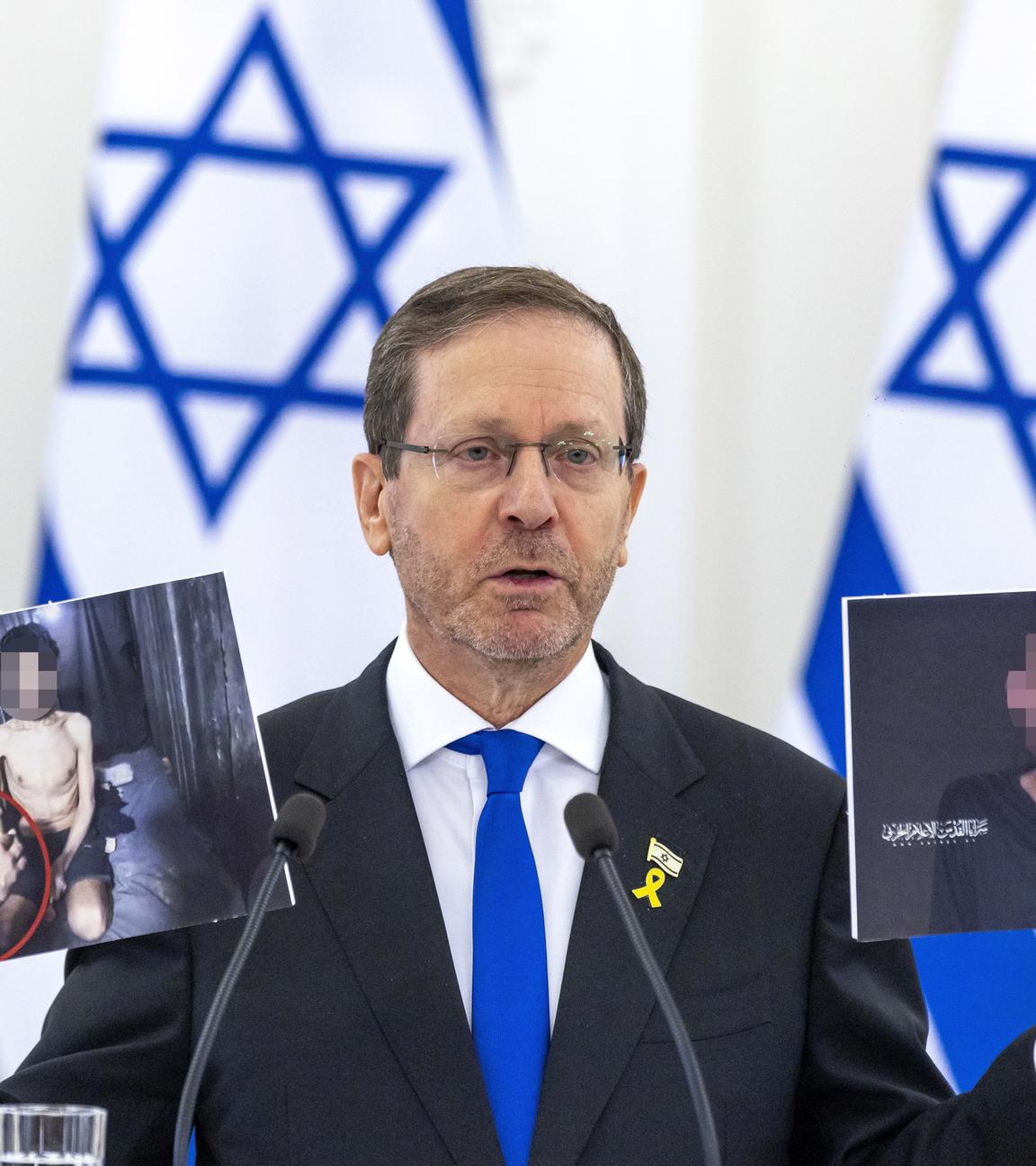 Israels Präsident Herzog zeigt zwei Bilder der israelischen Geiseln-