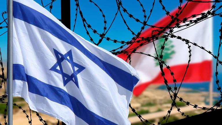Flaggen von Israel und Libanon