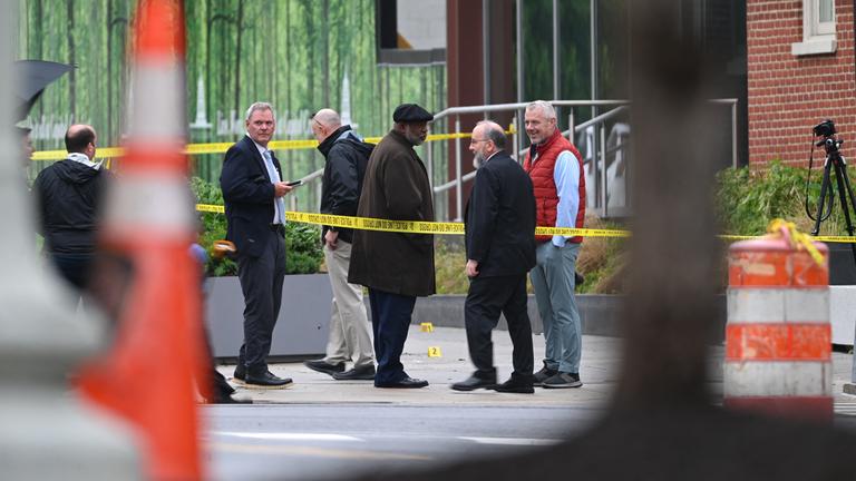 BI agents along with Metropolitan Police work the crime scene during daylight hours where overnight two Israeli Embassy Staff Members were killed as they were outside an event at the Capital Jewish Museum in Washington, DC, United States on Thursday, May 22, 2025. Wednesday evening after 9:00 PM, a man and a woman who are both staff members at the Israeli Embassy were both killed by a gunman. After committing the crime, the gunman went inside of the museum and said where the gun was and then shouted Free Palestine as he was in custody.