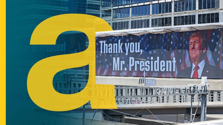 Thank you Mr. President-Banner in Tel Aviv