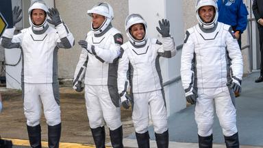 SpaceX NASA Crew-13 Mission Crew Walkout for Launch to ISS