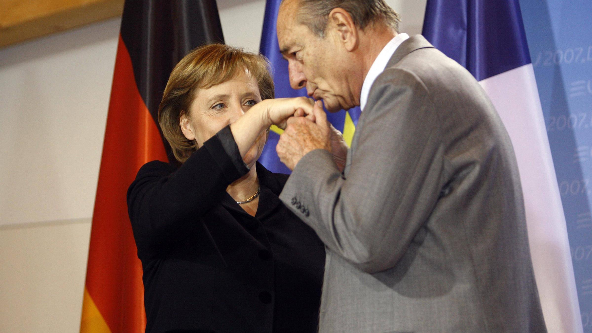 Archiv: Jacques Chirac und Nicolas Sarkozy am 24.02.2007 in Meseberg