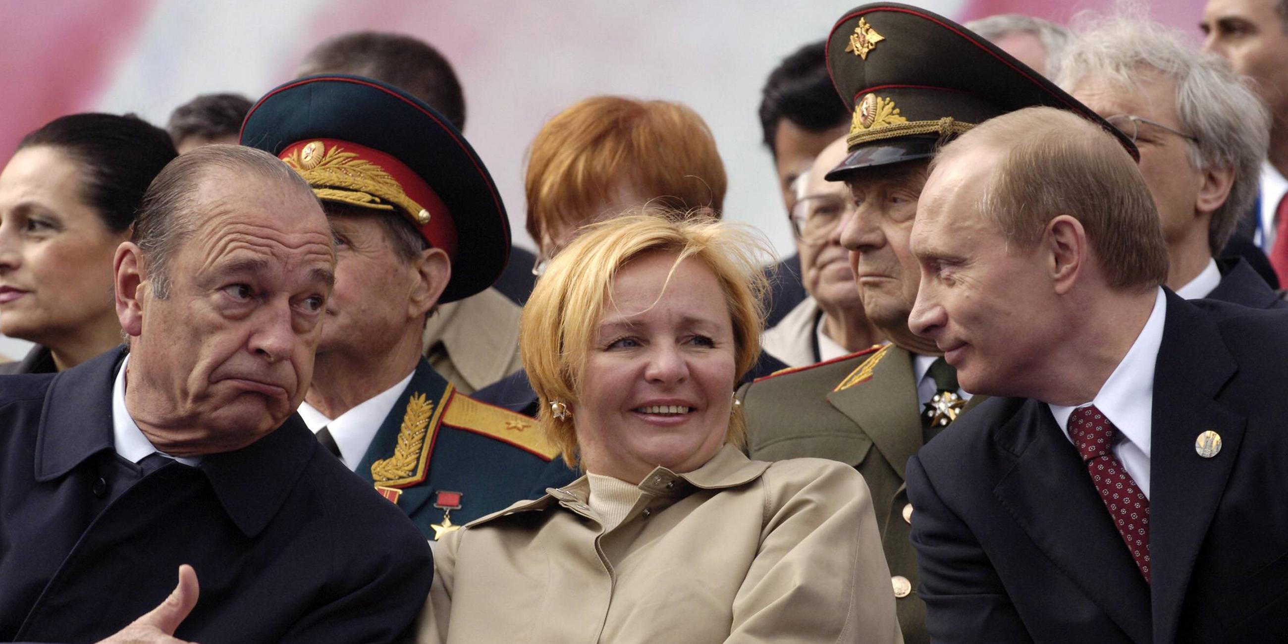 Archiv: Jacques Chirac und Wladimir Putin am 08.05.2005 in Moskau