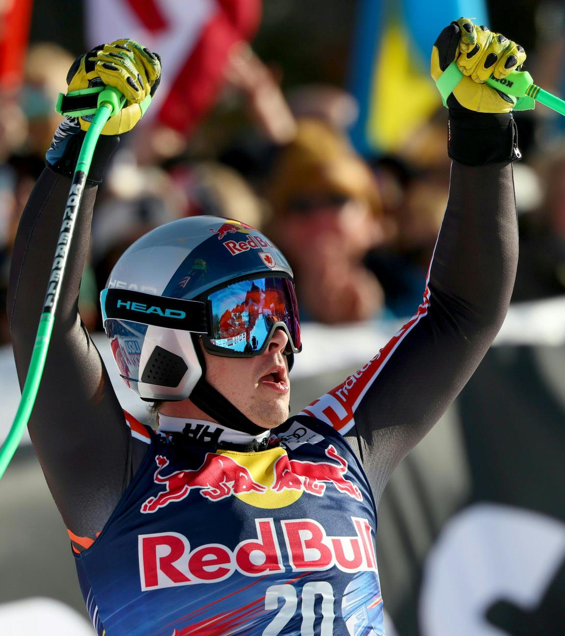 Kanadas James Crawford jubelt im Ziel am 25.01.2025.