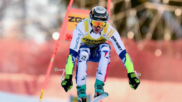 Der tschechische Skirennläufer Jan Zabystřan beim Super-G in Gröden