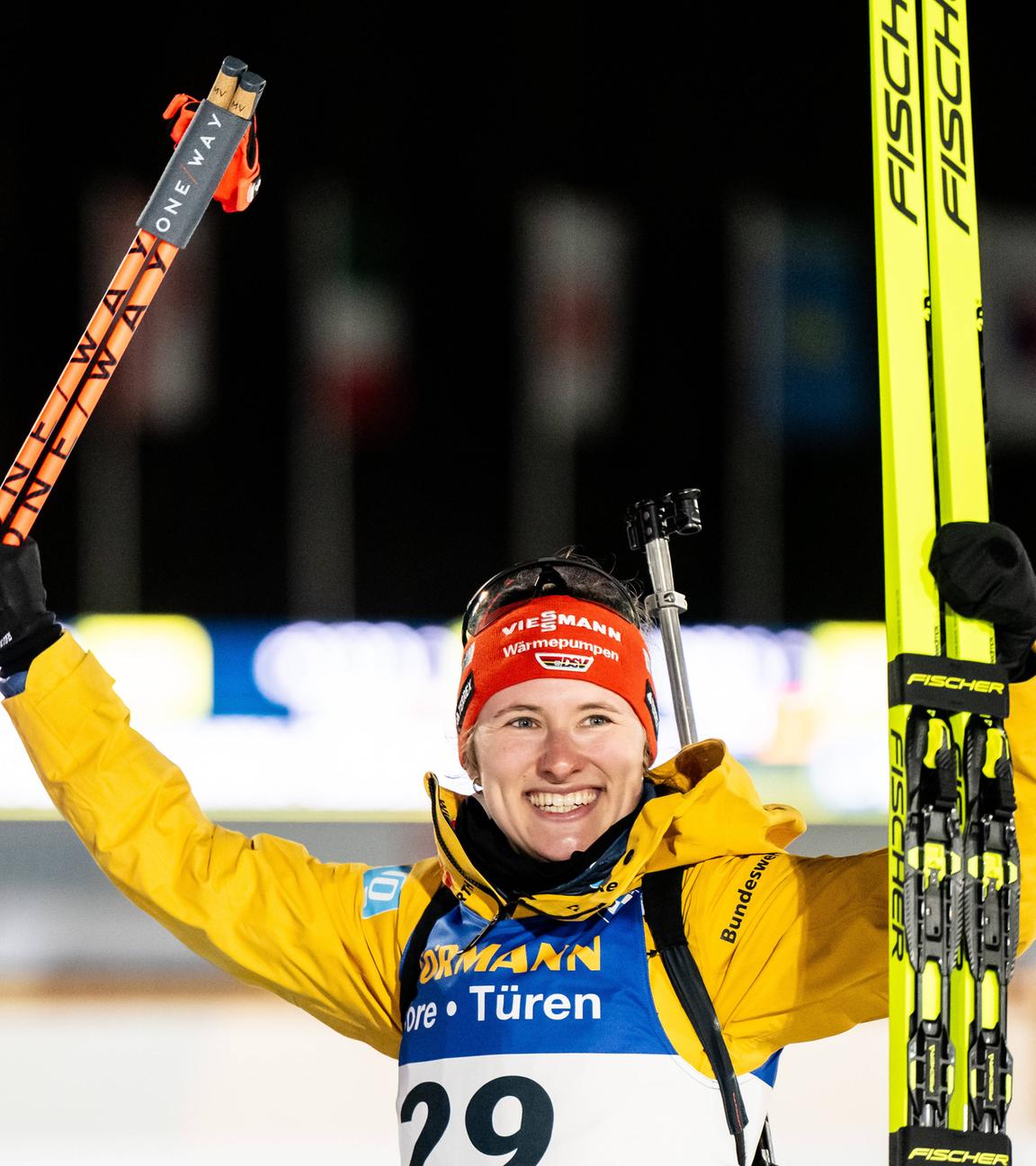 Nach ihrer Babypause feiert Biathletin Janina Hettich-Walz bereits beim Saisonauftakt in Östersund ihre Rückkehr in den Weltcup (Archivfoto).