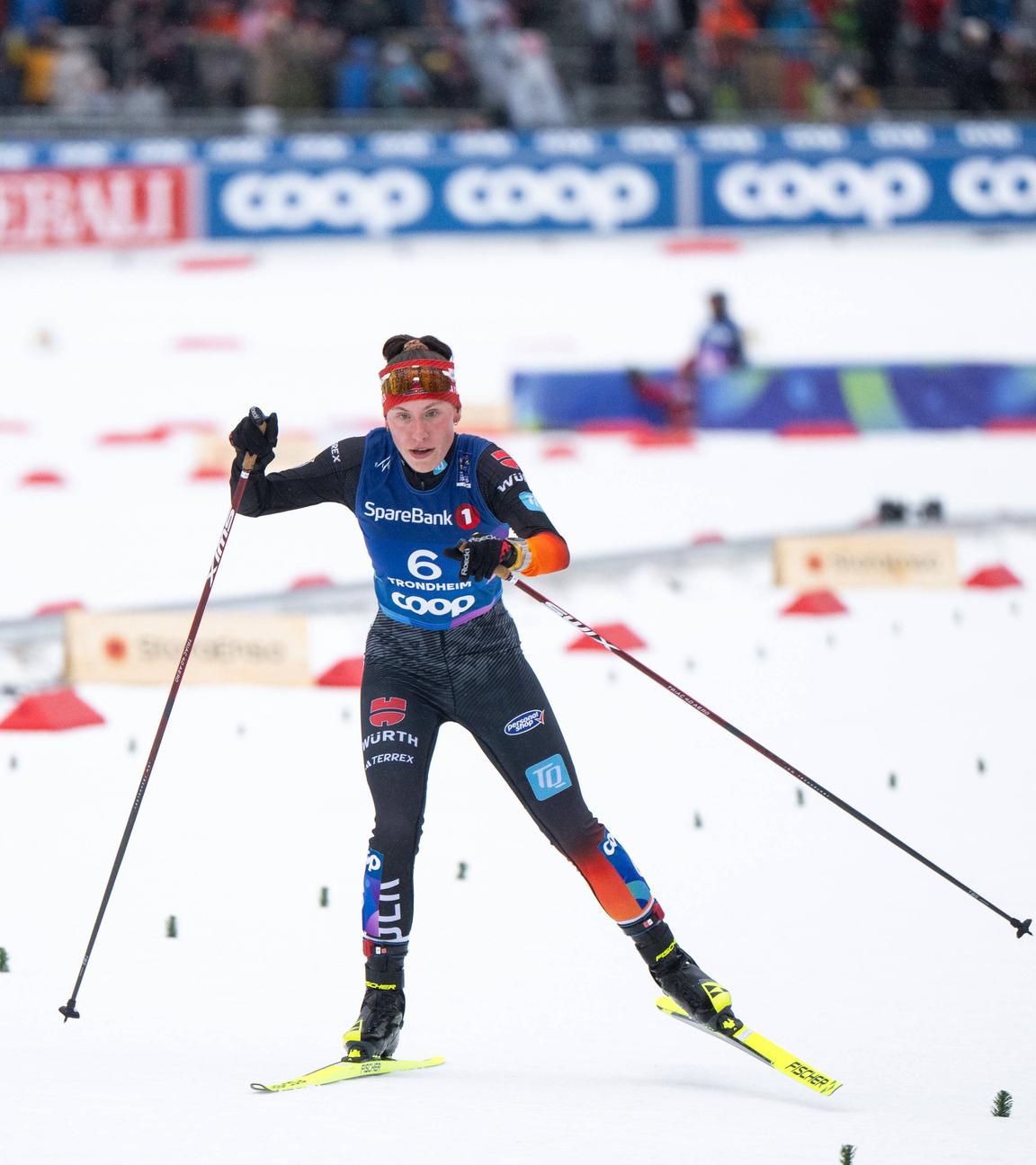 Deutschlands Jenny Nowak in Aktion beim Wettkampf in Trondheim am 02.03.2025.