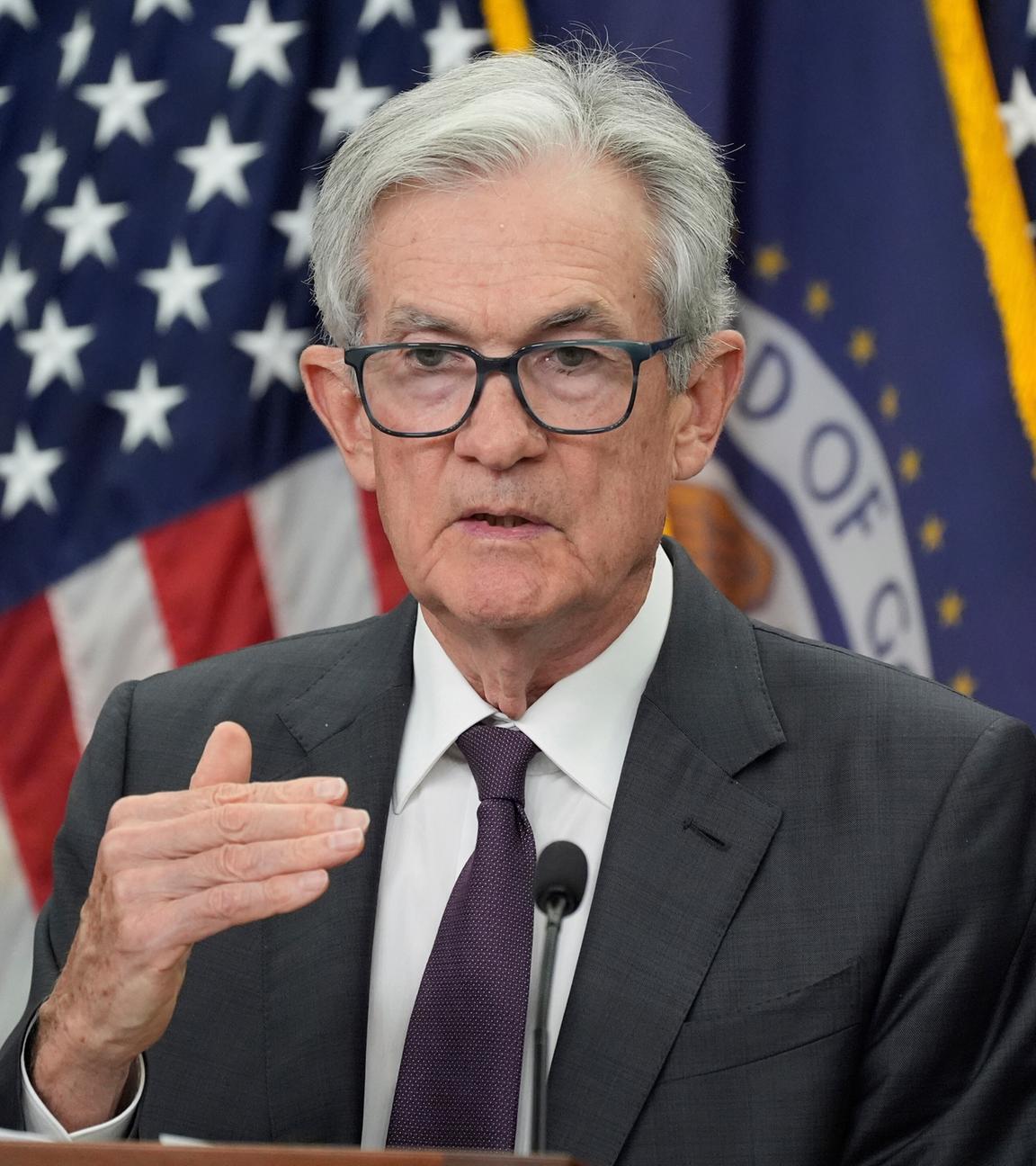 USA, Washington: Der Vorsitzende der Federal Reserve, Jerome Powell, spricht während einer Pressekonferenz