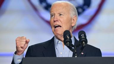 US-Präsident Joe Biden, aufgenommen am 05.07.2024 in Madison (USA)