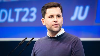 Johannes Winkel, Bundesvorsitzender der Jungen Union (JU), spricht auf dem 75. Deutschlandtag der Jungen Union am 20.10.2023.