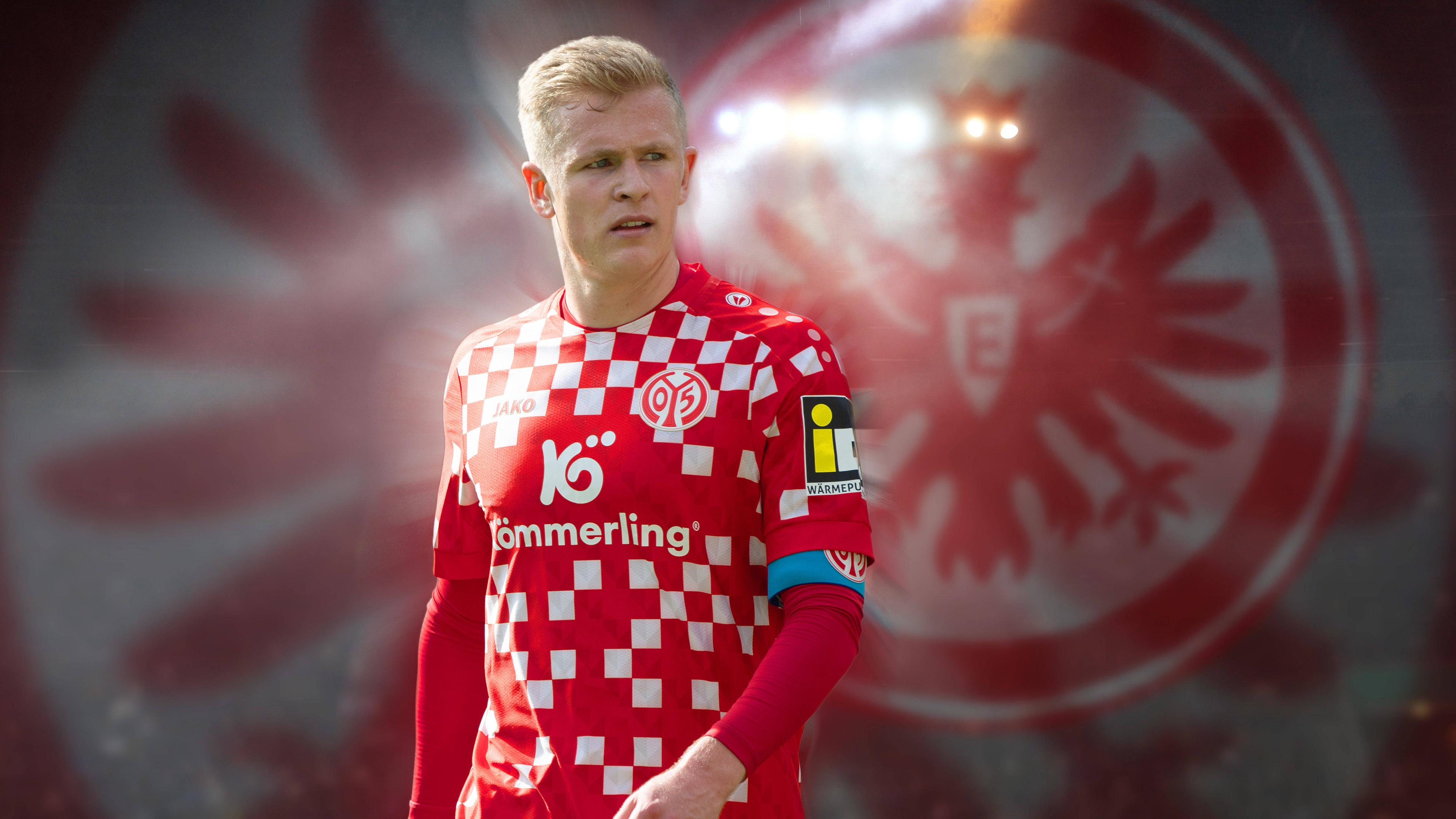 Fotomontage zu Jonathan Burkardts Wechsel von Mainz zu Eintracht Frankfurt.