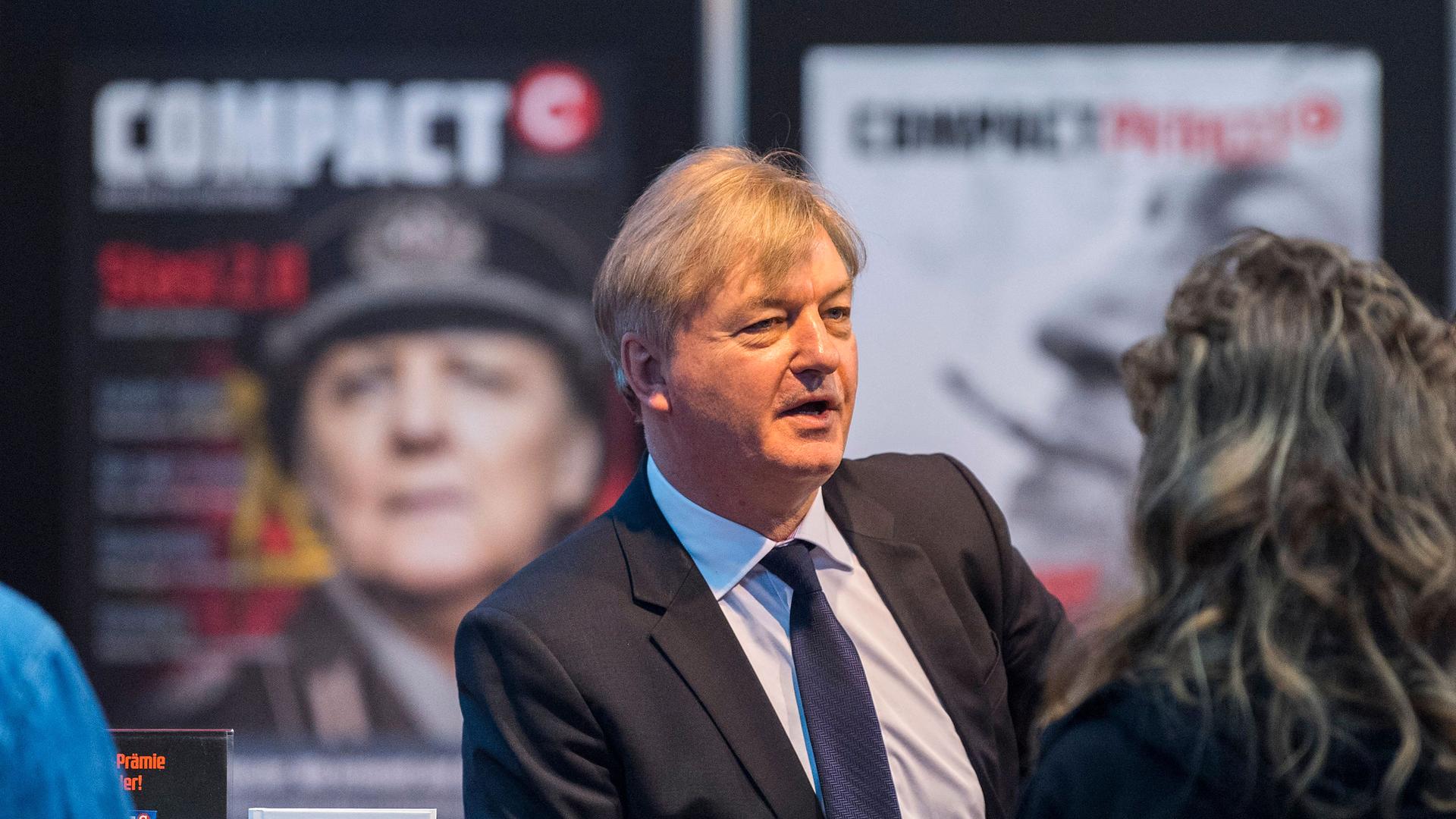 Archiv:Jürgen Elsässer, Gründer und Chefredakteur des Magazins Compact, aufgenommen am 17.03.2018