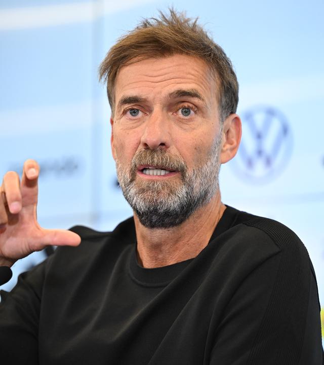Jürgen Klopp bei der Pressekonferenz als neuer Bundestrainer.