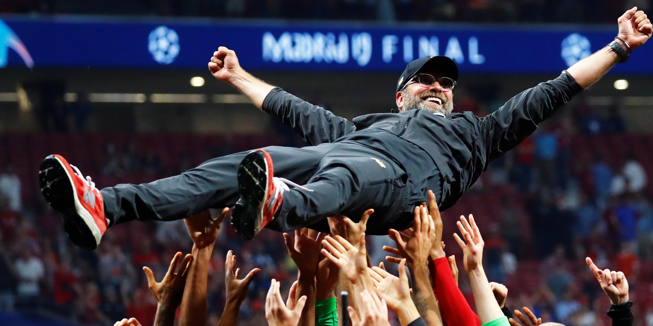 Trainer Jürgen Klopp (m) am 01.06.19 in Madrid