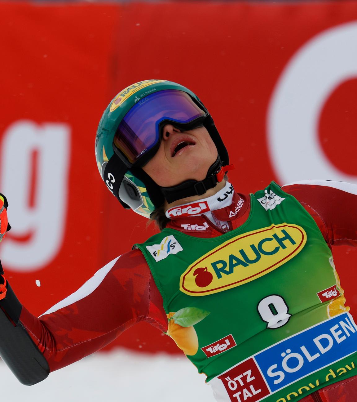 Julia Scheib (Österreich) jubelt. 