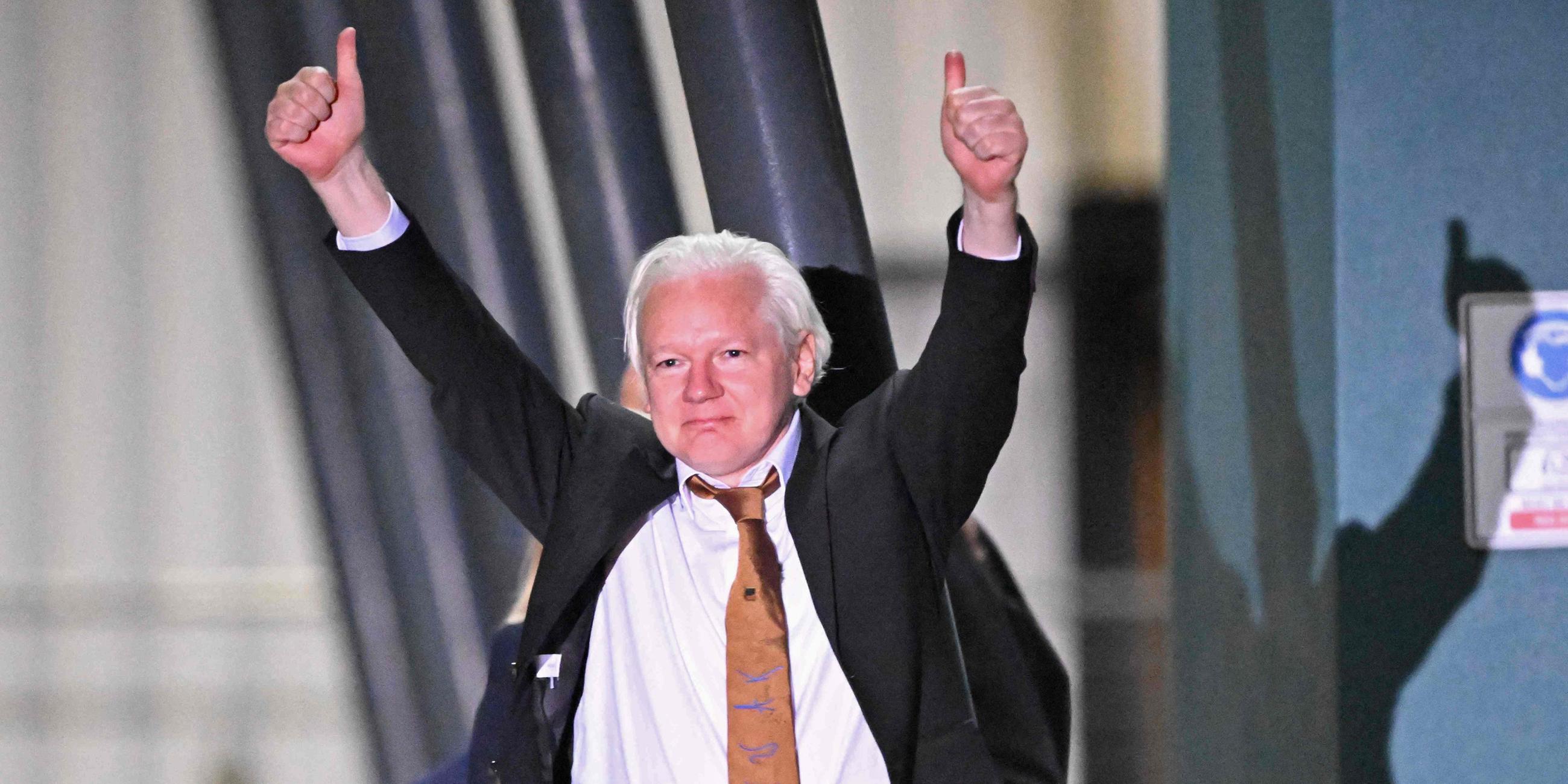 WikiLeaks-Gründer Julian Assange in Canberra, aufgenommen am 26.06.2024