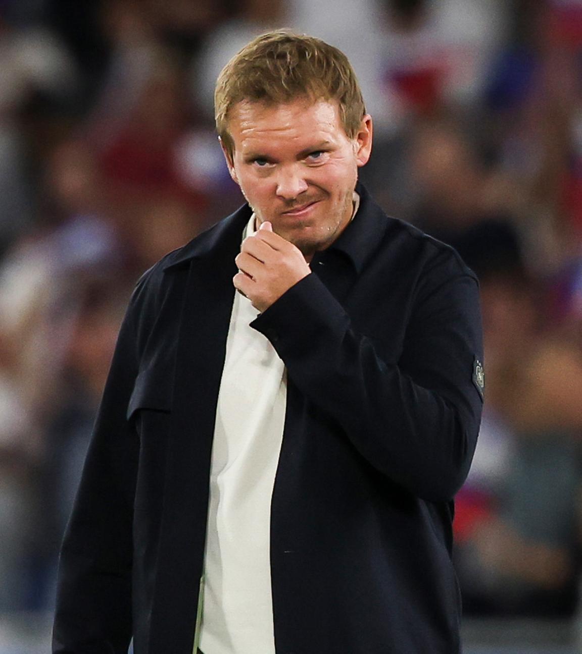 4. September 2025, Bratislava: Bundestrainer Julian Nagelsmann nach dem WM-Qualifikationsspiel zwischen der Slowakei und Deutschland im Narodny Futbalovy Stadion.
