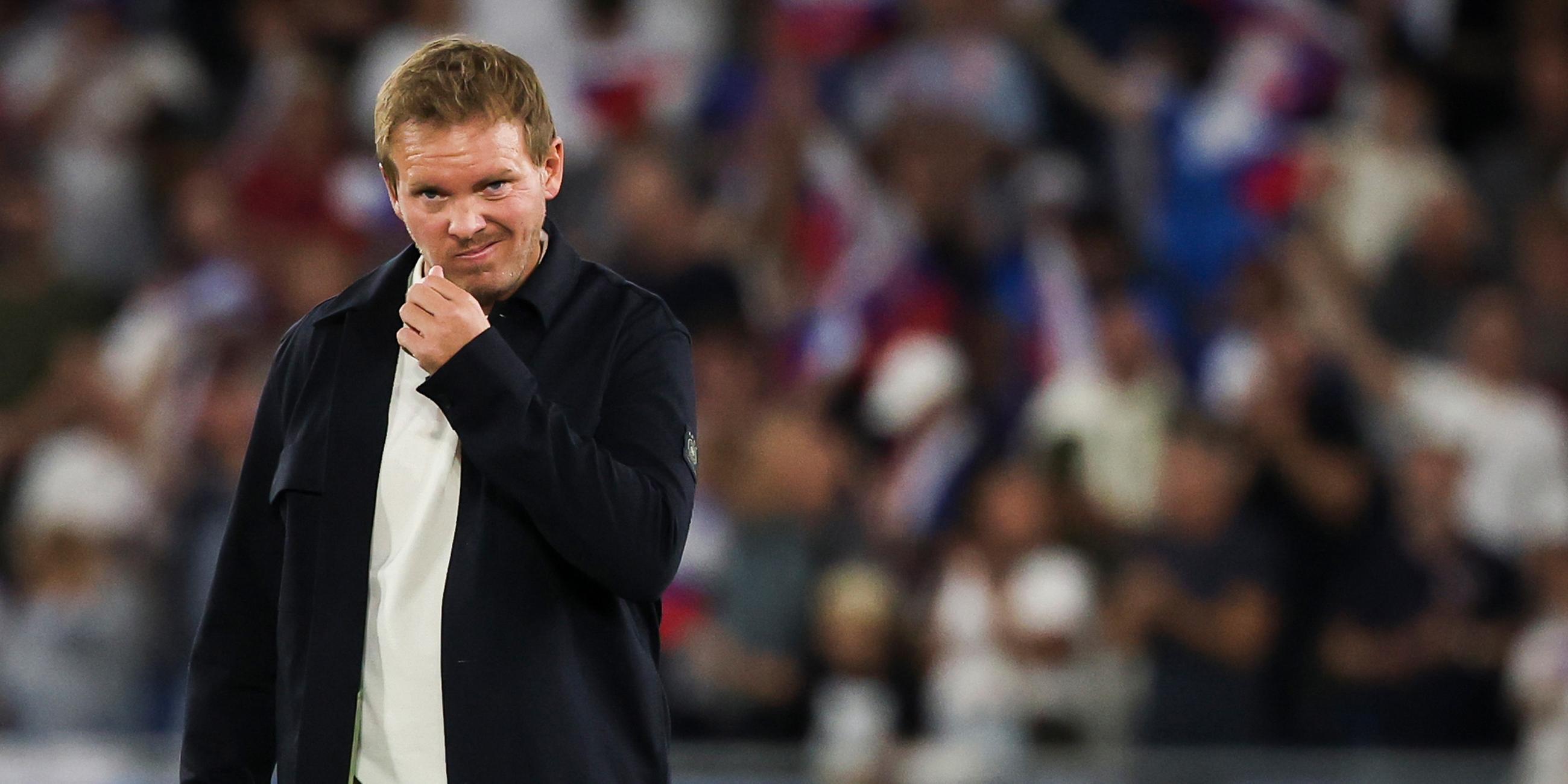 4. September 2025, Bratislava: Bundestrainer Julian Nagelsmann nach dem WM-Qualifikationsspiel zwischen der Slowakei und Deutschland im Narodny Futbalovy Stadion.