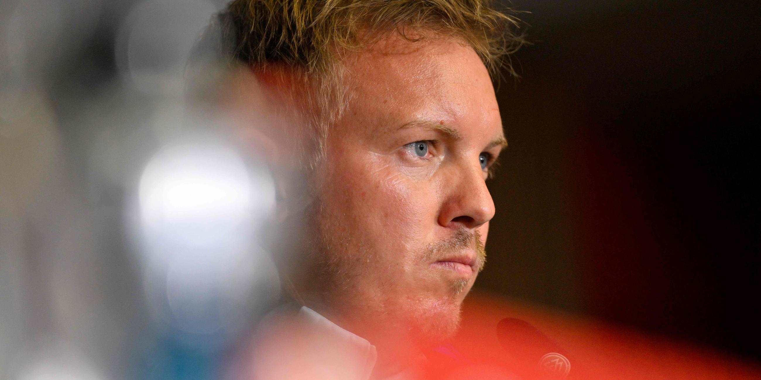 Bundestrainer Julian Nagelsmann nimmt am 6. September 2025 in Köln an einer Pressekonferenz der deutschen Fußballnationalmannschaft teil.