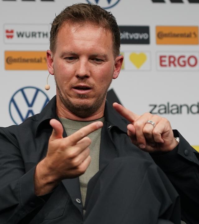 Bundestrainer Julian Nagelsmann bei der WM-Kaderbekanntgabe am 21.05.2026 im Frankfurter DFB-Campus.