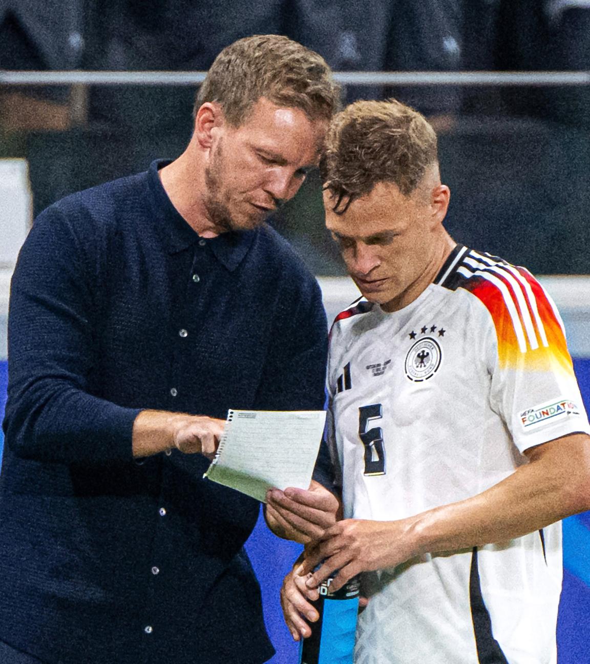 Julian Nagelsmann (l.) und Joshua Kimmich, aufgenommen am 23.06.2024 in Frankfurt am Main