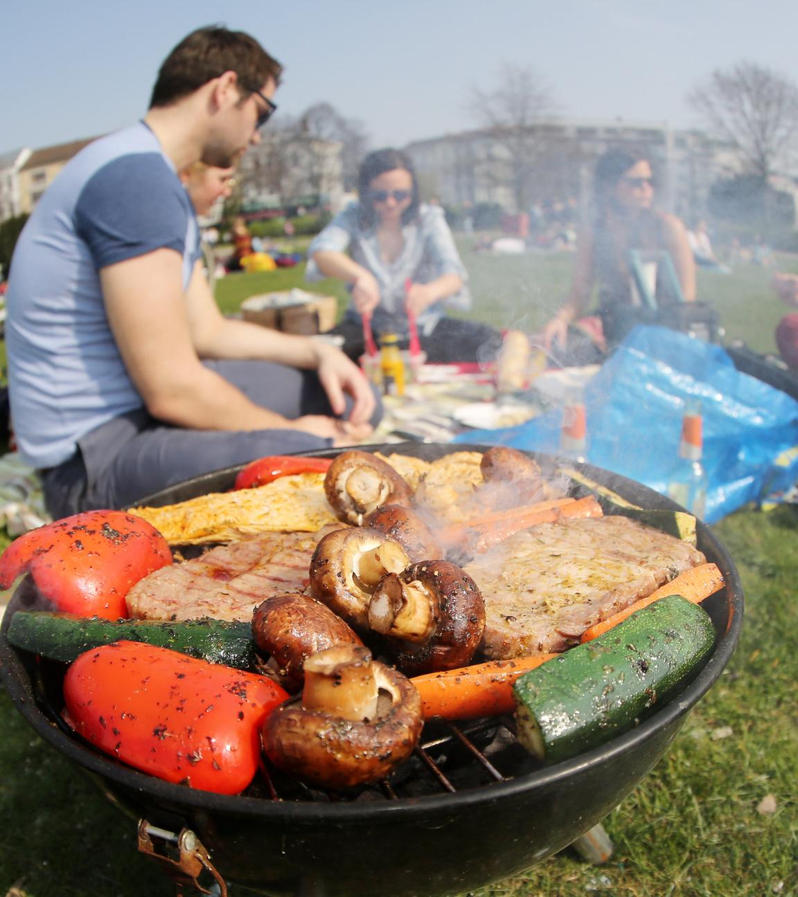 Junge Leute grillen im Park