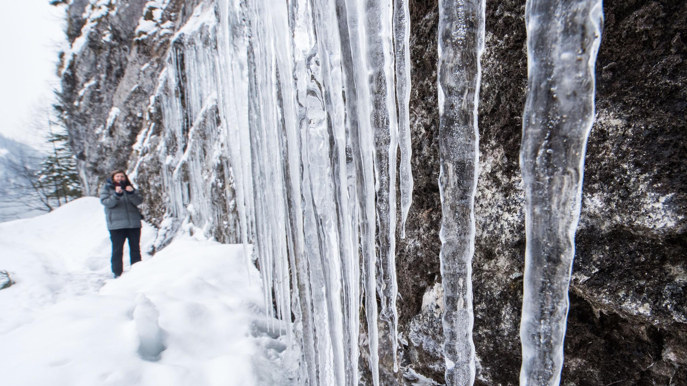 Kältewelle in Deutschland am 24.02.2018 in Königssee (Bayern)