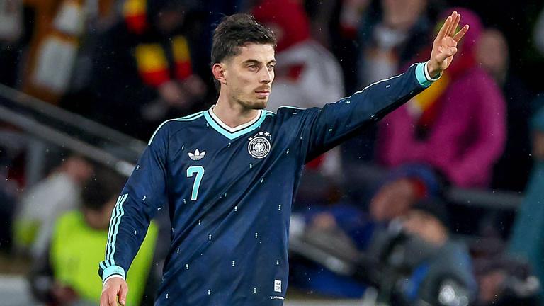 Torjubel nach dem Tor zum 1:0 durch Torschütze Kai Havertz im Länderspiel gegen Ghana am 30.03.2026 in der MHP-Arena, Stuttgart.