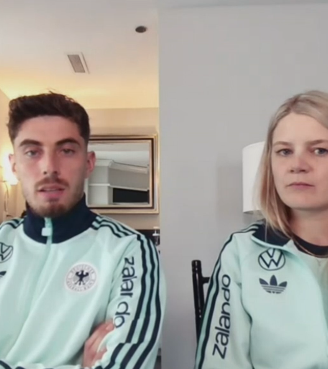 Kai Havertz und DFB-Team-Sprecherin Franziska Wülle