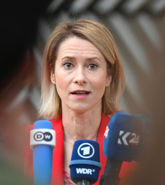 Kaja Kallas, EU-Außenbeauftragte und Vizepräsidentin in der Kommission, spricht zur Journalisten im Gebäude des European Council (Europäischer Rat) in Brüssel am 11.05.2026.