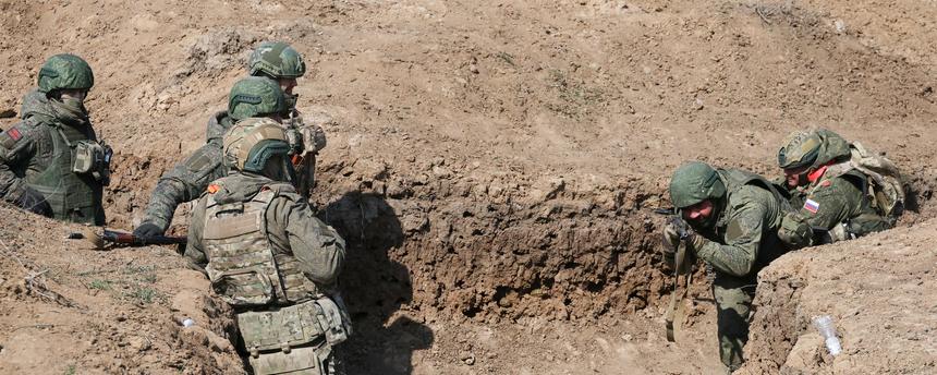 Kampftraining: Russische Soldaten der 58. Armee der Heeresgruppe Dnepr in der Region Saporischschja