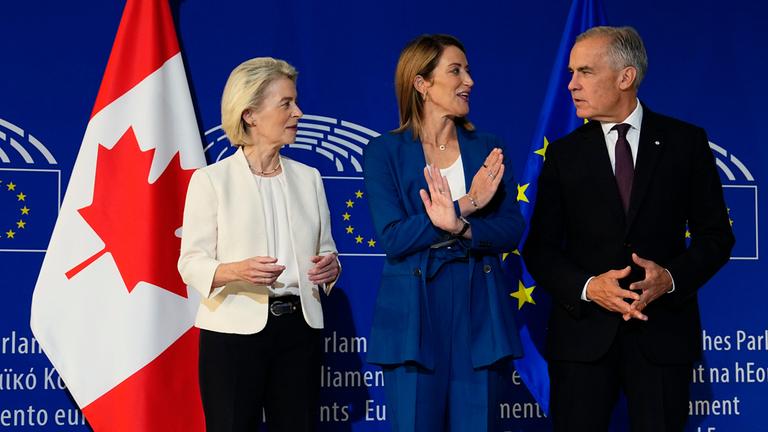 Ursula von der Leyen, Roberta Metsola und Mark Carney