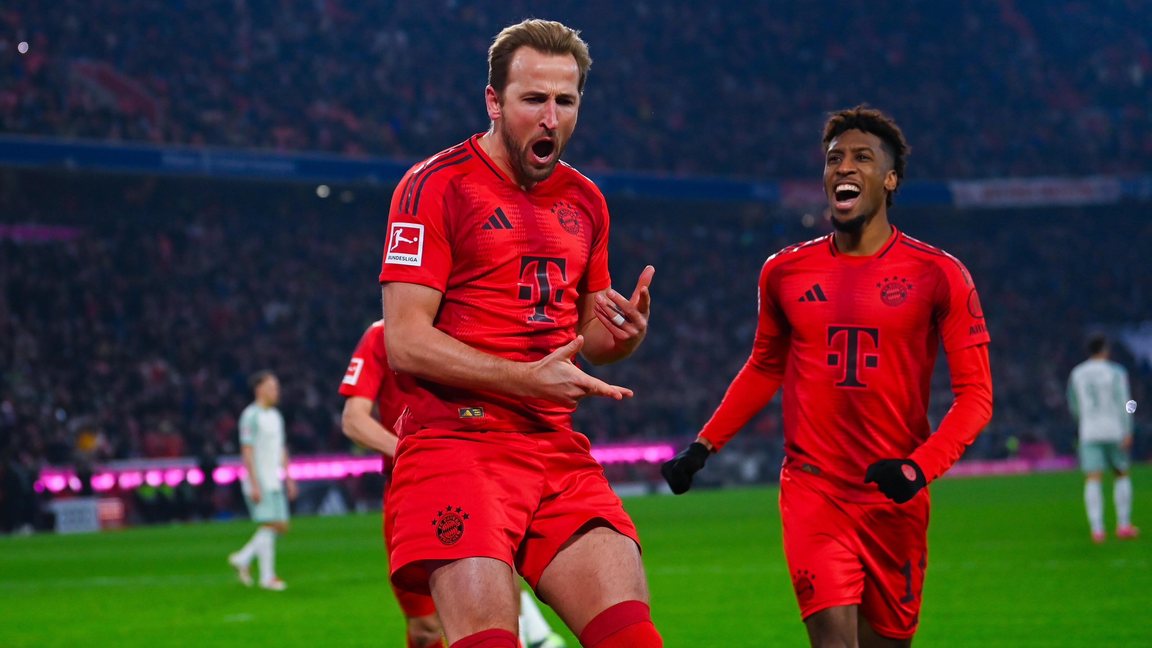 Kane (l.) bejubelt seinen Treffer zum 1:0 gegen Bremen