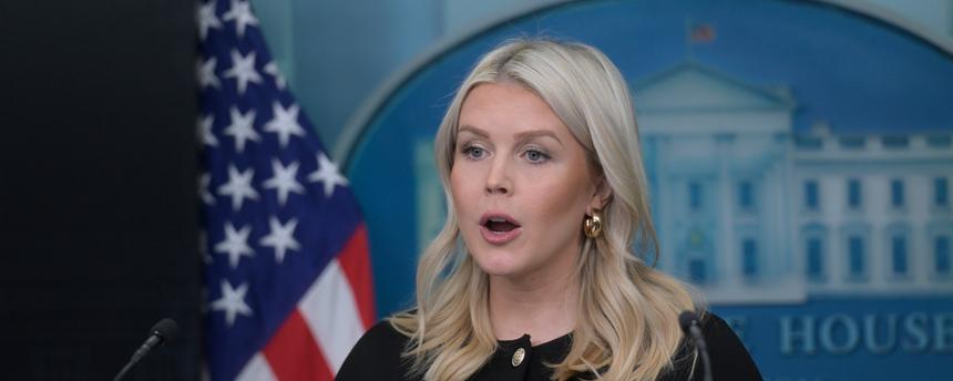 White-House-Sprecherin Karoline Leavitt spricht bei einer Pressekonferenz im Brady Press Briefing Room des Weißen Hauses in Washington, D.C.