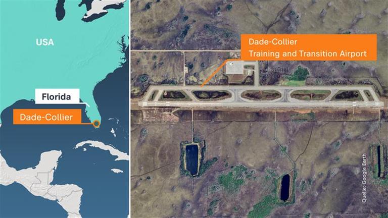 Karte von Florida, Verortung der Haftanstalt "Alligator Alcatraz"