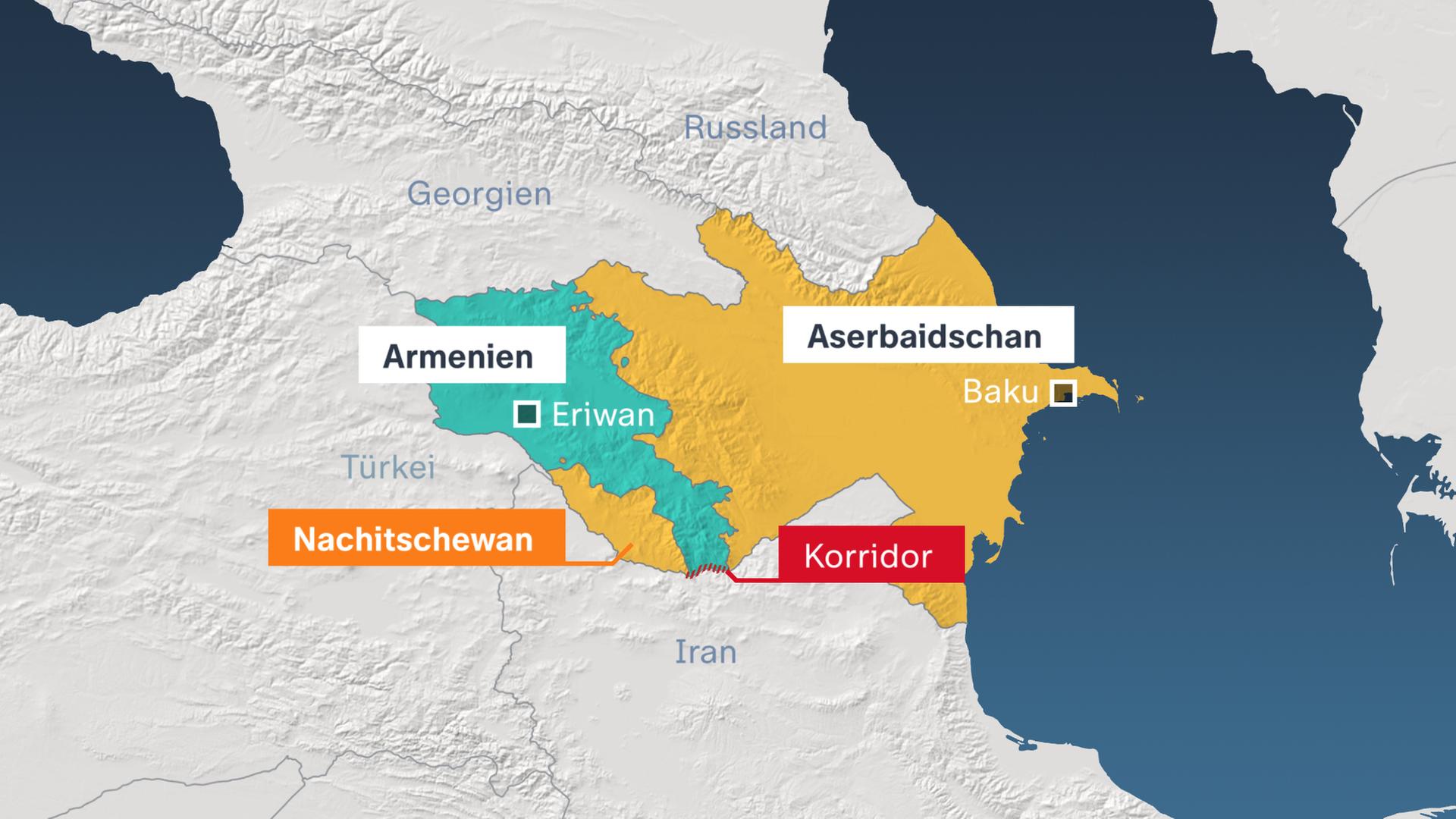 Karte, Armenien, Aserbaidschan