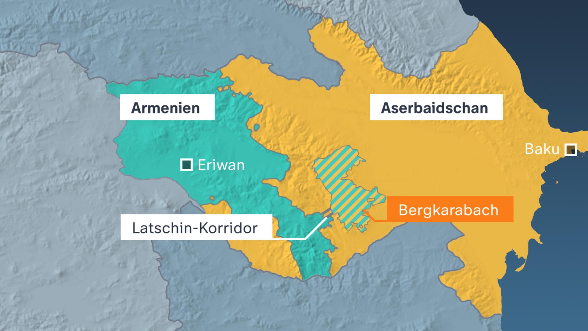 Karte: Armenien - Aserbaidschan - Bergkarabach