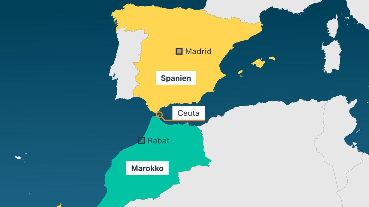Karte: Spanien, Marokko, Ceuta