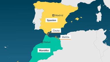 Karte: Spanien, Marokko, Ceuta