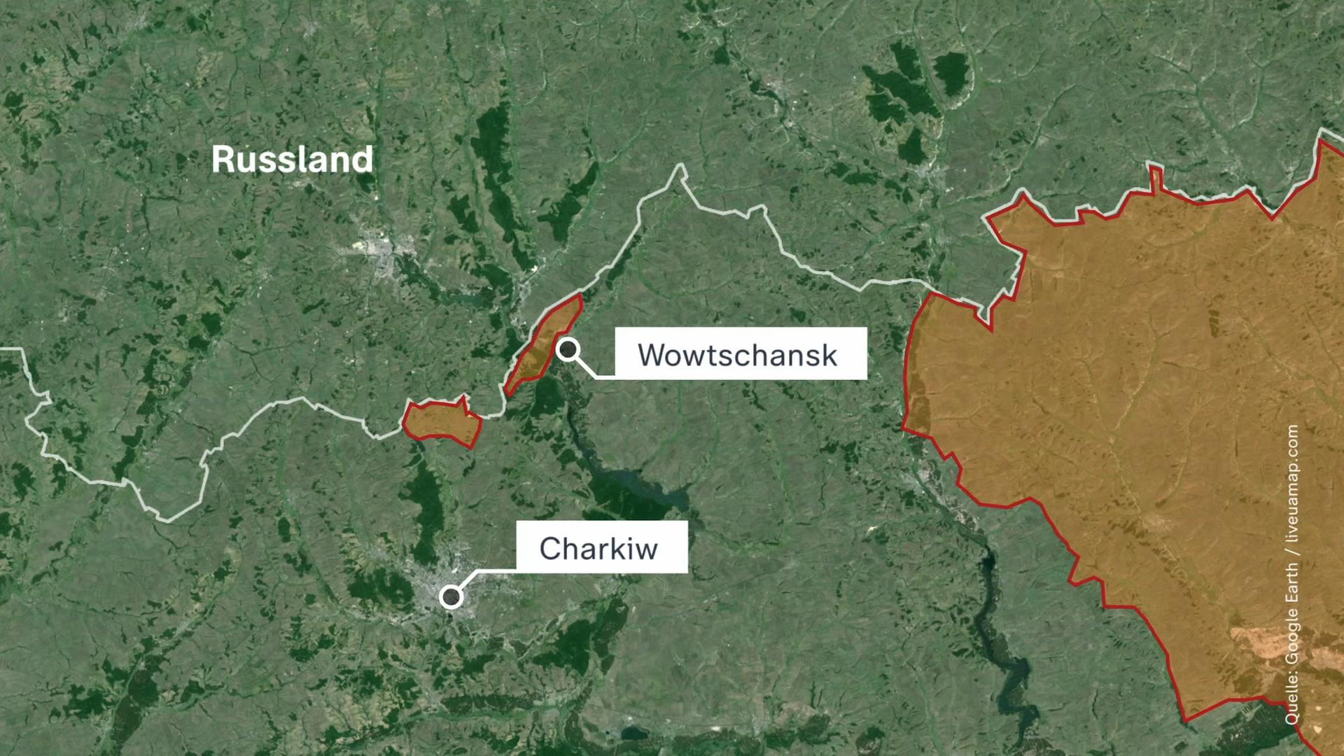 Karte Russland, Charkiw, Wowtschansk