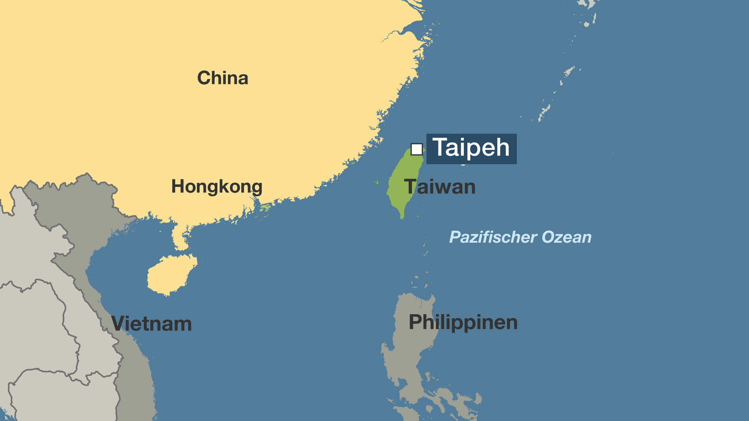 vKarte: China, Taiwan und Japan