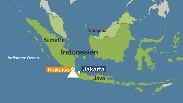 Karte von Indonesien mit dem Vulkan Krakatau