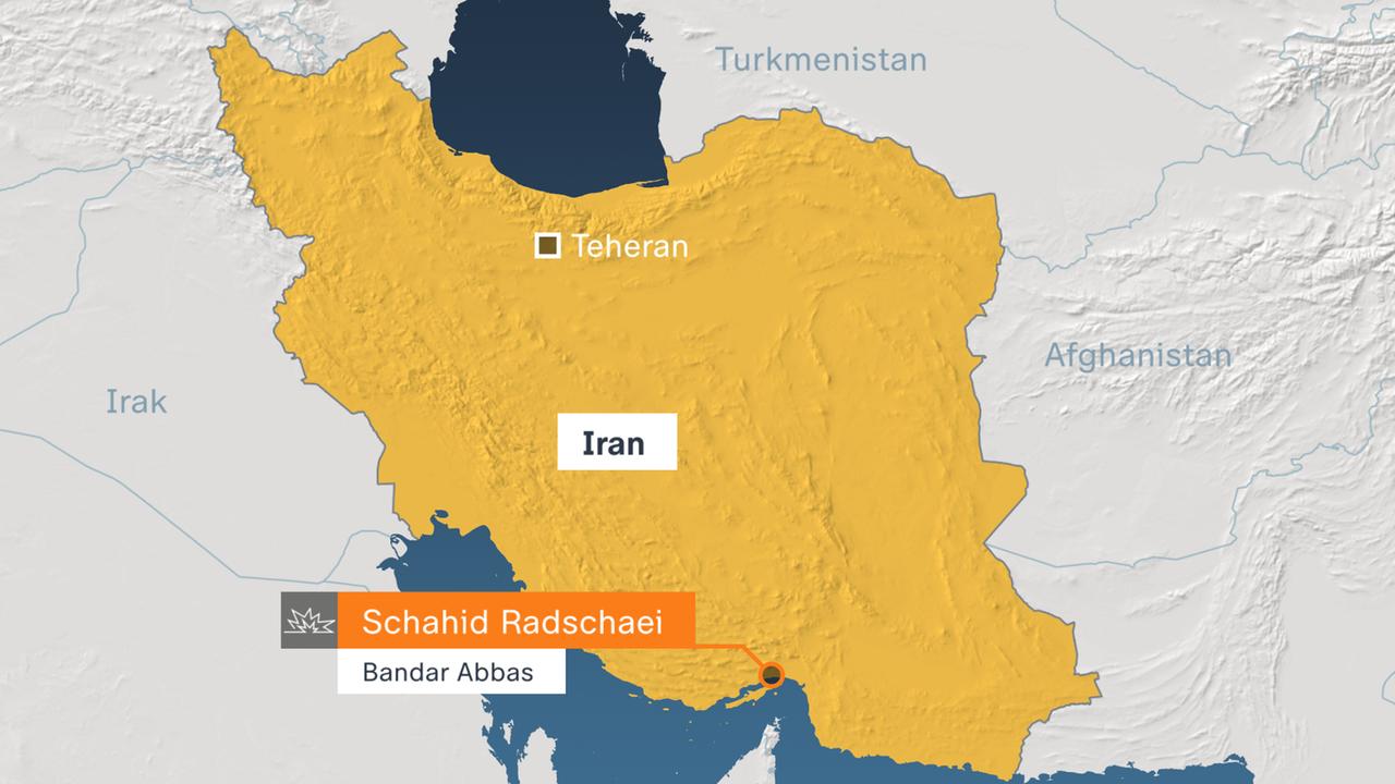 Karte, Iran, Hafen von Schahid Radschaei