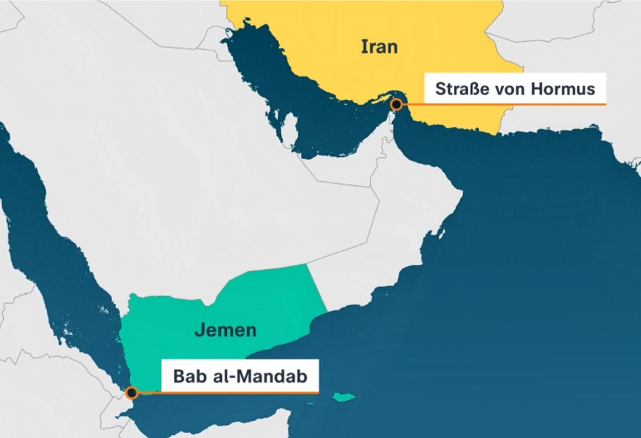 Karte: Iran - Jemen